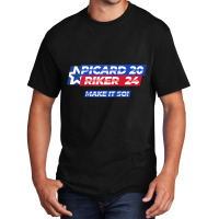 Picard Riker 2024 Make It So Politics Election Parody Funny Raglan Bas Basic T-shirt | Artistshot