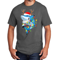 Merry Sharkmas Shark With Santa Hat Christmas Lights Xmas T Shirt Basic T-shirt | Artistshot