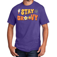 Stay Groovy Wavy Hippie Boho Retro Positive And Peace T Shirt Basic T-shirt | Artistshot