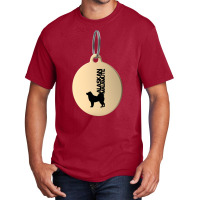 Alaskan Malamute Silhouette In Black And White On Gold Keyring Basic T-shirt | Artistshot