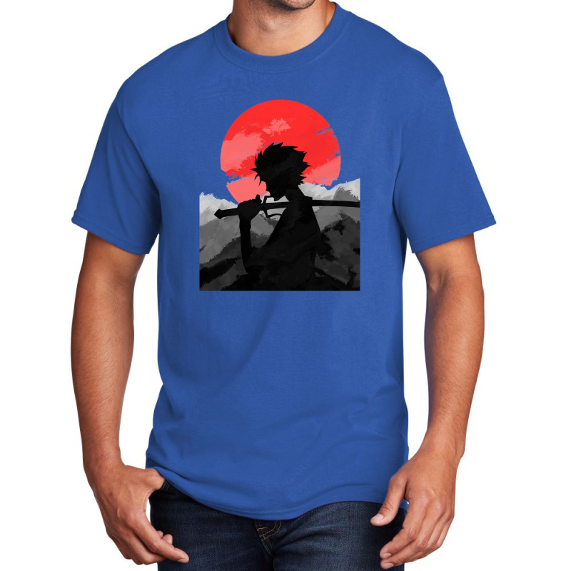 Samurai With Sunset Basic T-shirt by CharlesGrooms | Artistshot