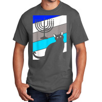 Cat Menorah Hanukkah Cute Kitten Chanukah Jewish Holiday T Shirt Basic T-shirt | Artistshot