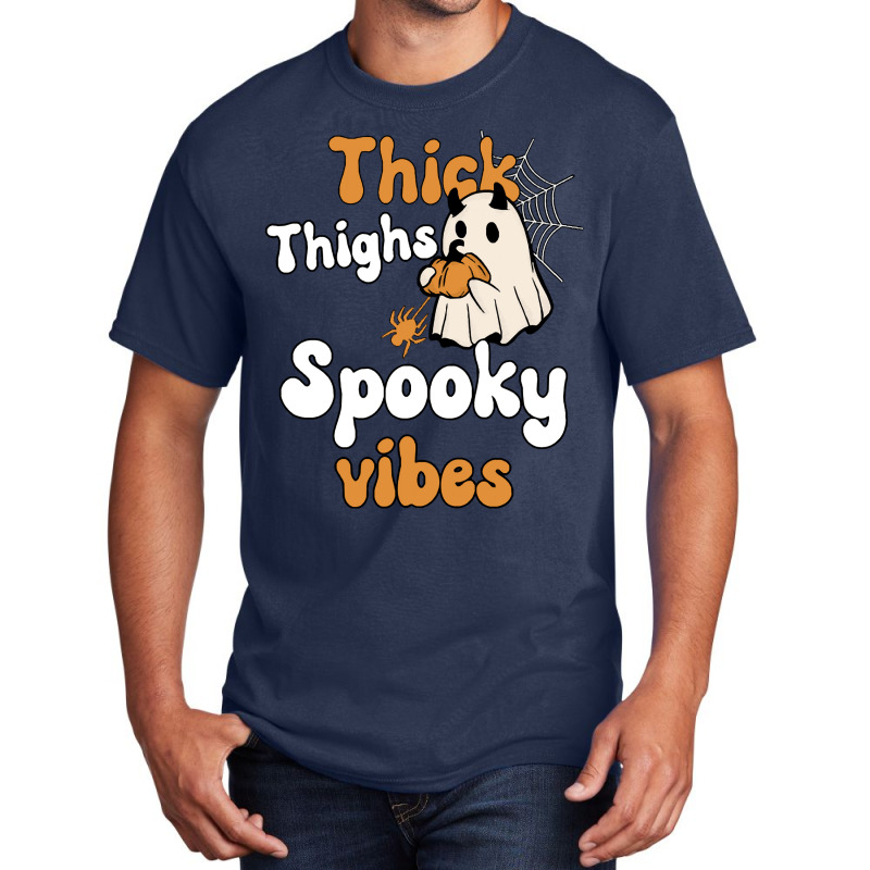 Thick Thighs Spooky Vibes Thick Thighs Spooky Vibes - Retro Groovy Vin Basic T-shirt | Artistshot