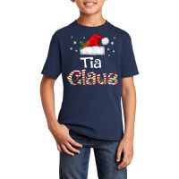 Tia Claus Christmas Pajama Family Matching Xmas Light Basic Youth T-shirt | Artistshot