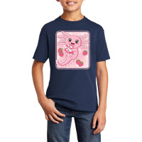 Japanese Strawberry Milk Shake Anime Pink Kawaii Aesthetic Axolotl Mat Basic Youth T-shirt | Artistshot