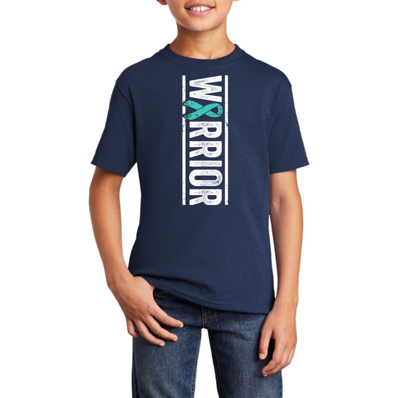 Spina Bifida Warrior   Sideways Teal Awareness Ribbon T Shirt Basic Youth T-shirt by cm-arts | Artistshot