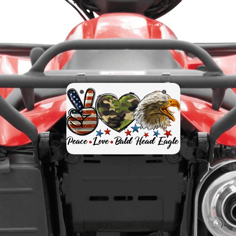 Western Peace Love Bald Head Eagle Head Atv License Plate | Artistshot