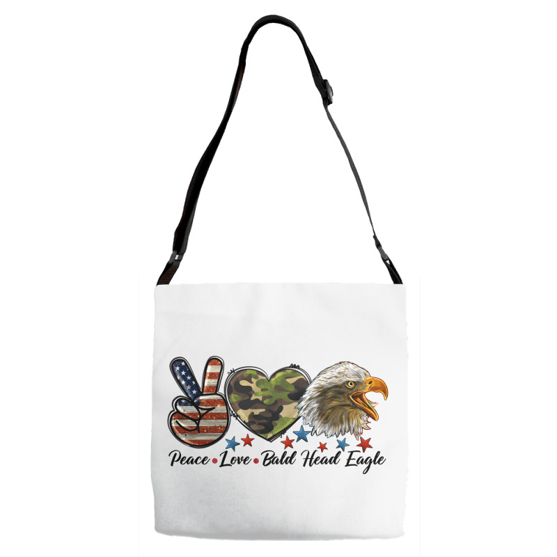 Western Peace Love Bald Head Eagle Head Adjustable Strap Totes | Artistshot