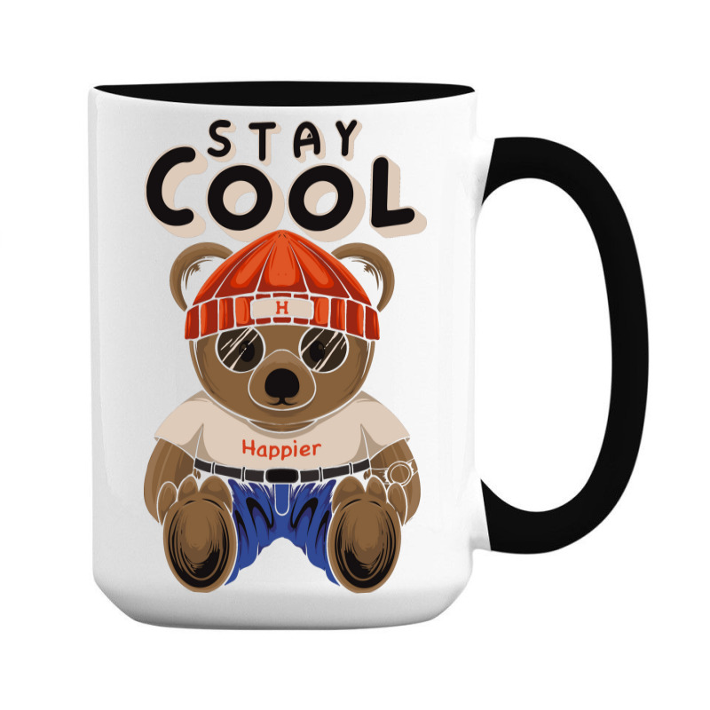 Teddy Bear Illustration Sitting Stay Cool In Hand 15 Oz Coffee Mug | Artistshot