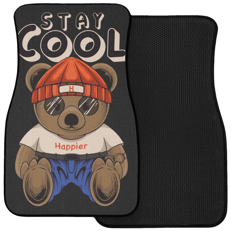 Teddy Bear Illustration Sitting Stay Cool In Hand Front Car Mat | Artistshot