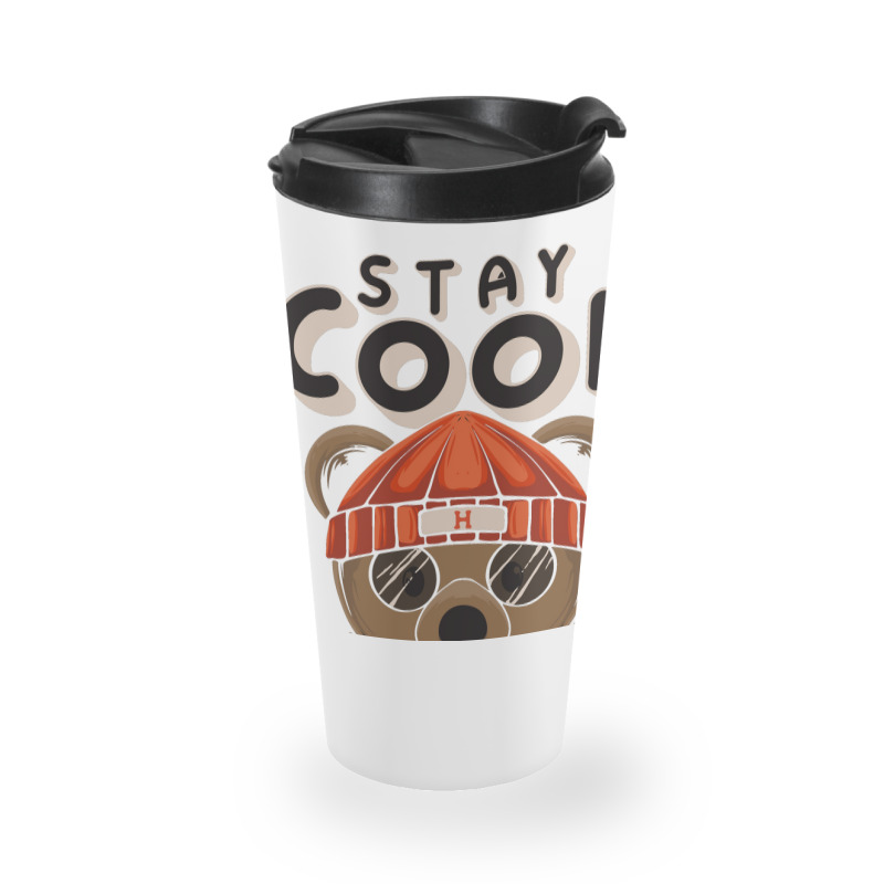 Teddy Bear Illustration Sitting Stay Cool In Hand Travel Mug | Artistshot