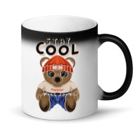 Teddy Bear Illustration Sitting Stay Cool In Hand Magic Mug | Artistshot