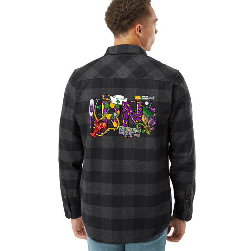 Rn Registered Nurse Mardi Gras Flannel Shirt | Artistshot