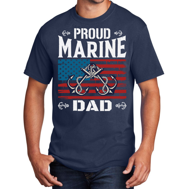 Marine Dad Proud Marine Dad United States Of America Military Basic T-shirt by huggingbrilliant | Artistshot