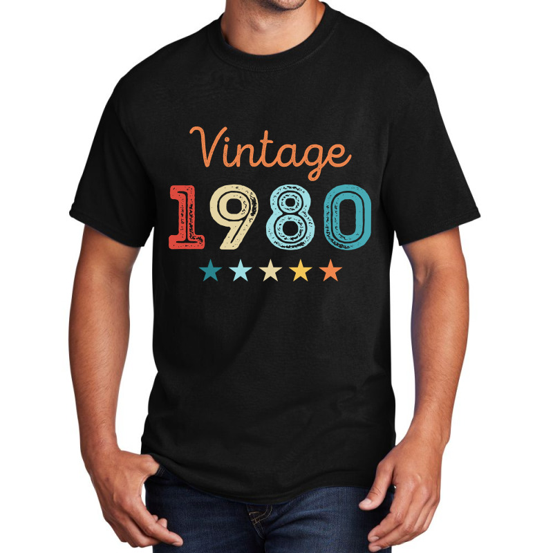 Vintage 1980 40th Birthday Retro Gift 40 Year Old Basic T-shirt | Artistshot