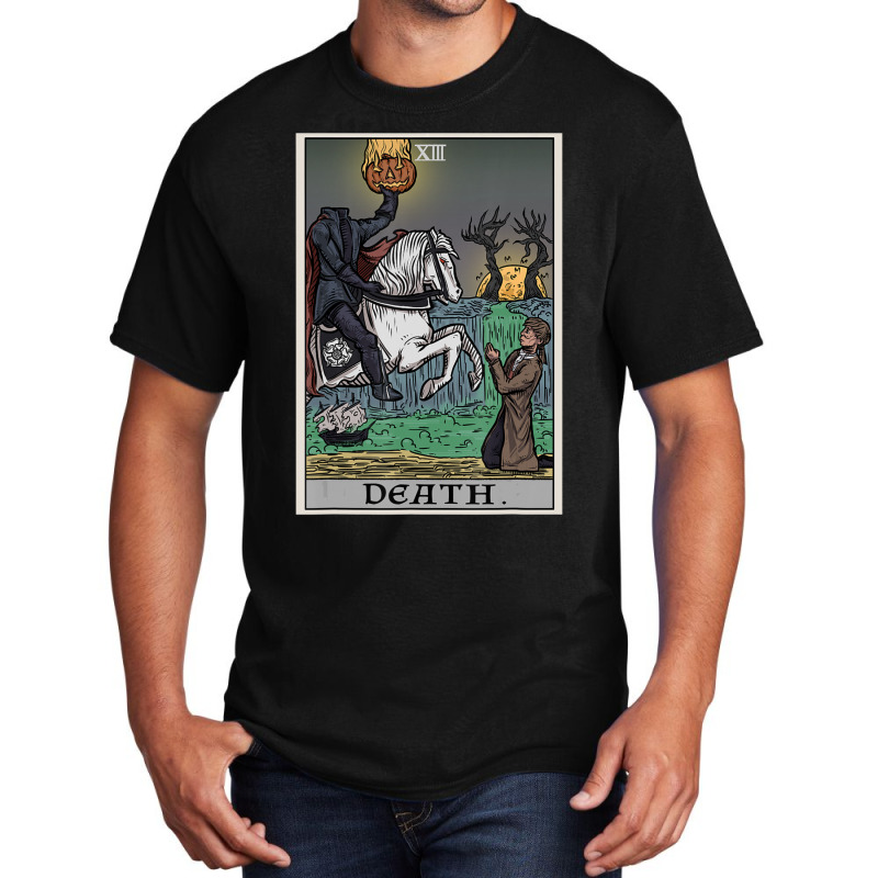 Death Tarot Card Headless Horseman Halloween Spooky Gothic Basic T-shirt by shirondataylornmc | Artistshot