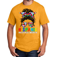 National Hispanic Heritage Month Latin Flags Messy Bun T Shirt Basic T-shirt | Artistshot