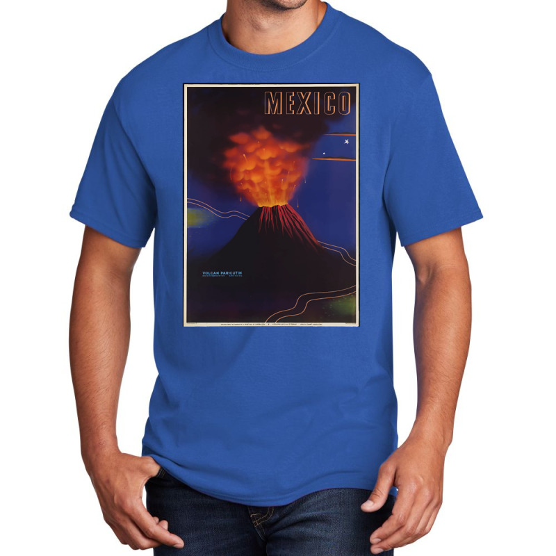 Vintage Mexico Travel Poster - Volcano Basic T-shirt | Artistshot