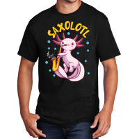 Saxolotl Sax Playing Axolotl Pun Walking Fish Basic T-shirt | Artistshot