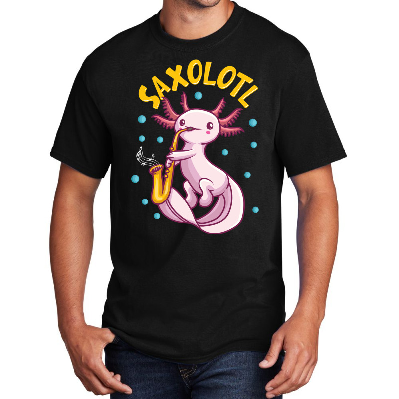 Saxolotl Sax Playing Axolotl Pun Walking Fish Basic T-shirt | Artistshot