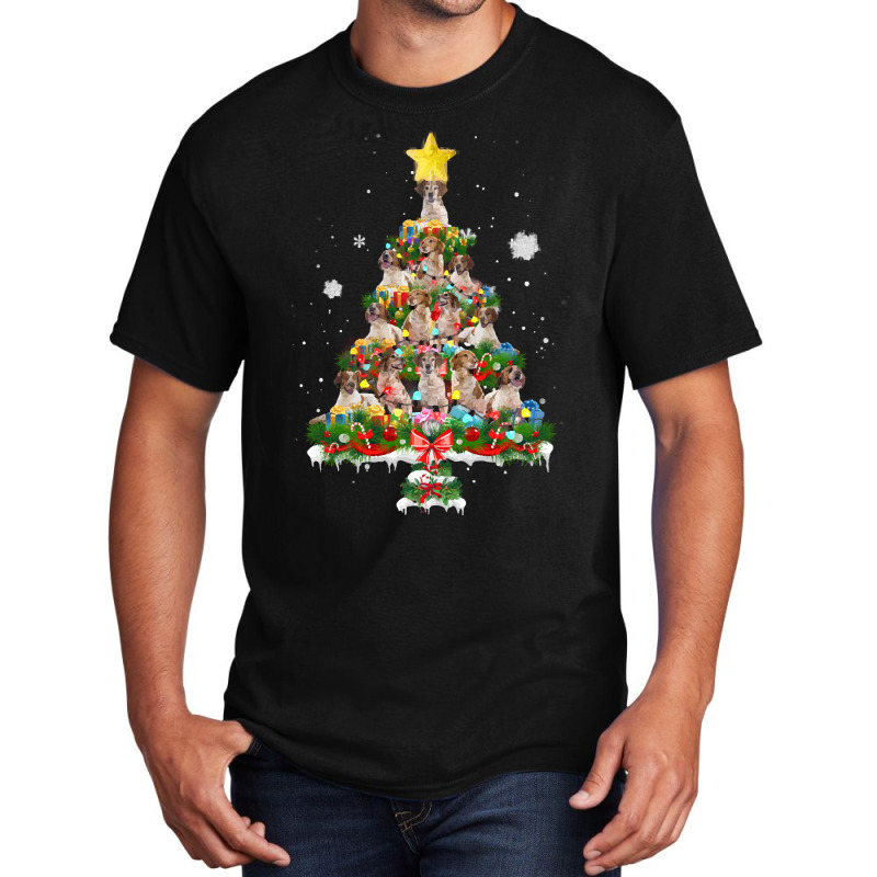 Brittany Spaniel Dog Cute Brittany Christmas Tree Dog Lover Xmas Costu Basic T-shirt | Artistshot