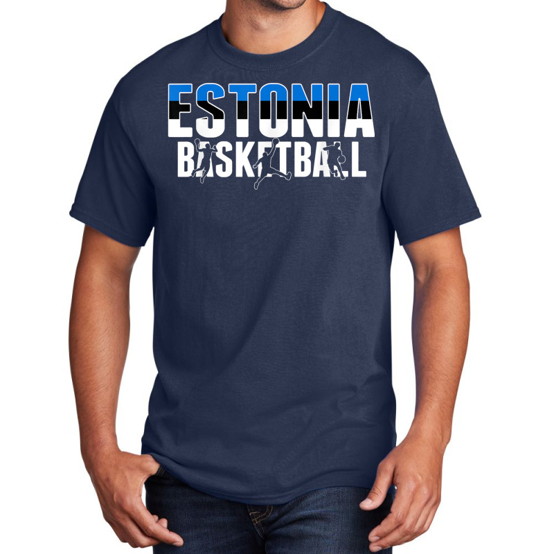 Estonia Basketball Fans Jersey Estonian Flag Slam Dunk Sport Basic T-shirt | Artistshot