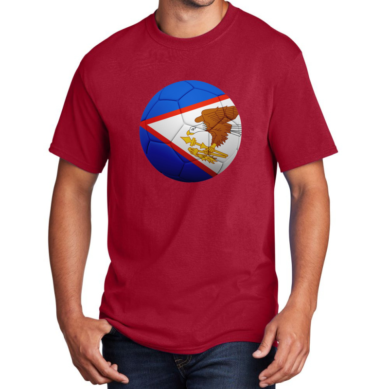 Football Soccer American Samoa Flag Ball American Samoan Flag Football Basic T-shirt by CharlieFairchild | Artistshot