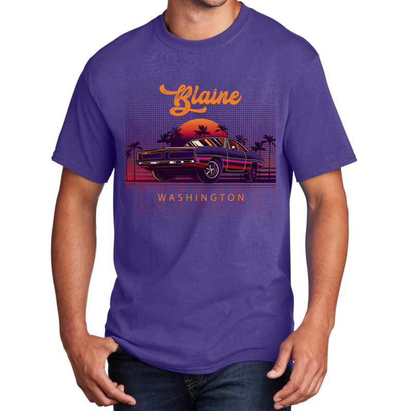 Blaine Washington Retro Vintage 80s 90s Muscle Cars Retrowave Aestheti Basic T-shirt | Artistshot