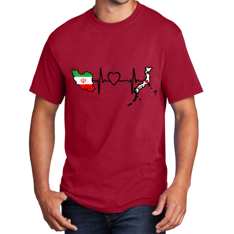 Iran Japan Flag Iranian Japanese Heartbeat T Shirt Basic T-shirt by cm-arts | Artistshot