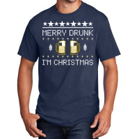 Merry Drunk I'm Christmas Beer Ugly Christmas Sweater Sweatshirt Basic T-shirt | Artistshot