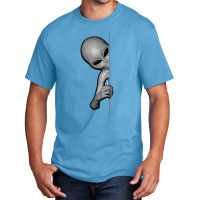 Grey Alien Peeking Zeta Reticuli Ufonaut Ufo Abduction Basic T-shirt | Artistshot