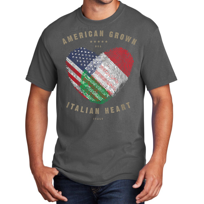 American Grown Italian Heart Love Italy Flag T Shirt Basic T-shirt by hapusajehae | Artistshot