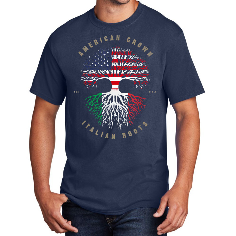 American Grown Italian Roots Italy Flag T Shirt T Shirt Basic T-shirt by hapusajehae | Artistshot