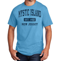 Womens Mystic Island New Jersey Nj Vintage Athletic Sports Design V Ne Basic T-shirt | Artistshot