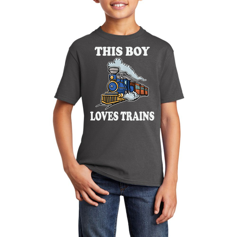 This Boy Loves Trains Train Wagon Lover S Basic Youth T-shirt by cm-arts | Artistshot