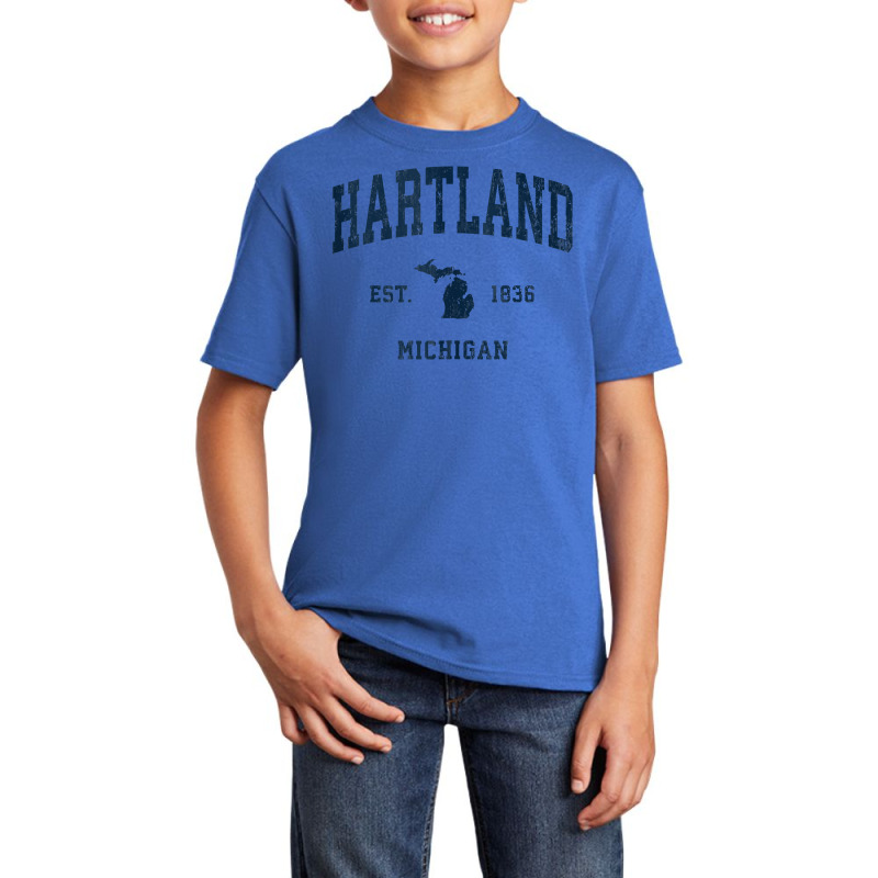 Hartland Michigan Mi Vintage Athletic Navy Sports Design Tank Top Basic Youth T-shirt by vaeriburaeme | Artistshot