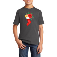 Watercolor Stocking Santa Christmas Tree Lights Xmas Teens Basic Youth T-shirt | Artistshot