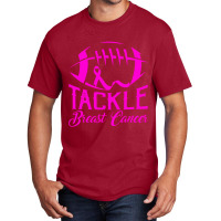 Tackle Awareness American Football Pink Ribbon Basic T-shirt | Artistshot