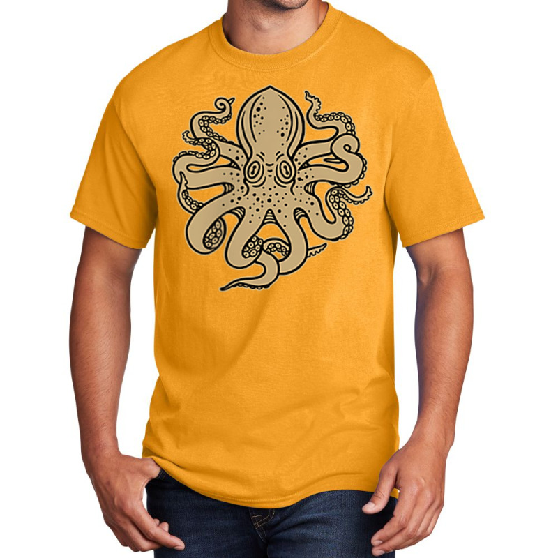 Octopus, Old School Sailor Tattoo Clipper Ship And Swallows Basic T-shirt by SelwynOman | Artistshot