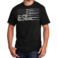 Big American Flag With Machine Guns  2a Flag Shirt Basic T-shirt | Artistshot