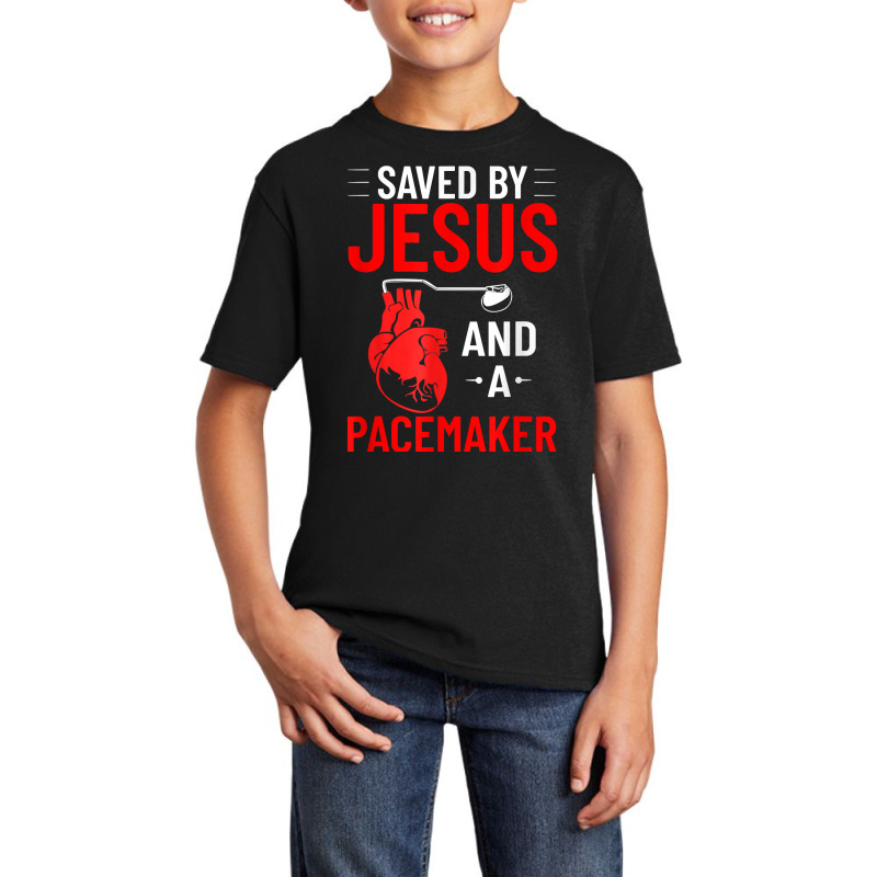 Saved By Jesus And A Pacemaker Heart Disease Awareness Funny T Shirt Basic Youth T-shirt | Artistshot