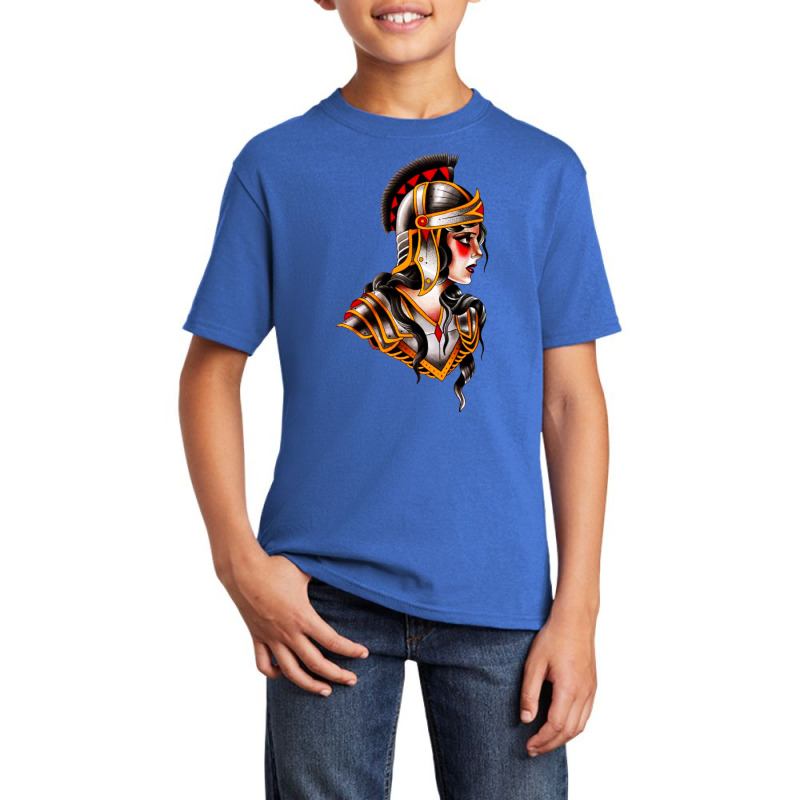 Traditional Beautiful Knight Tattoo Basic Youth T-shirt by cm-arts | Artistshot