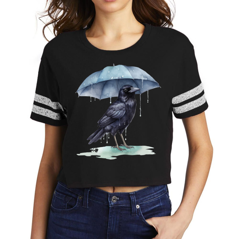 Raven Playing In The Rain With An Umbrella Novelty Scorecard Crop Tee by Miracleprint | Artistshot