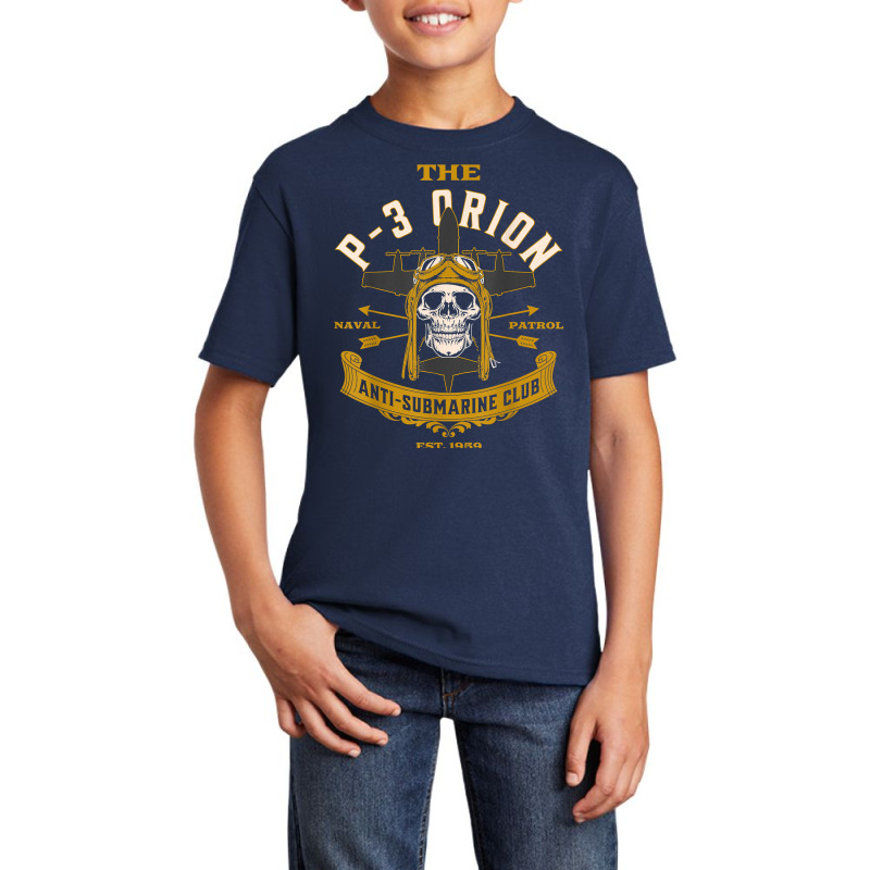 Vintage P 3 Orion Anti Submarine Naval Patrol Aircraft Skull T Shirt Basic Youth T-shirt by cm-arts | Artistshot