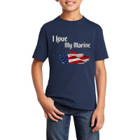 Distressed Support Military I Love My Marine Flag Marine Tank Top Basic Youth T-shirt | Artistshot