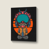 The Character With Japanese Samurai Helmet Armor Portrait Canvas Print | Artistshot