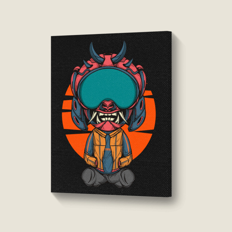 The Character With Japanese Samurai Helmet Armor Portrait Canvas Print | Artistshot