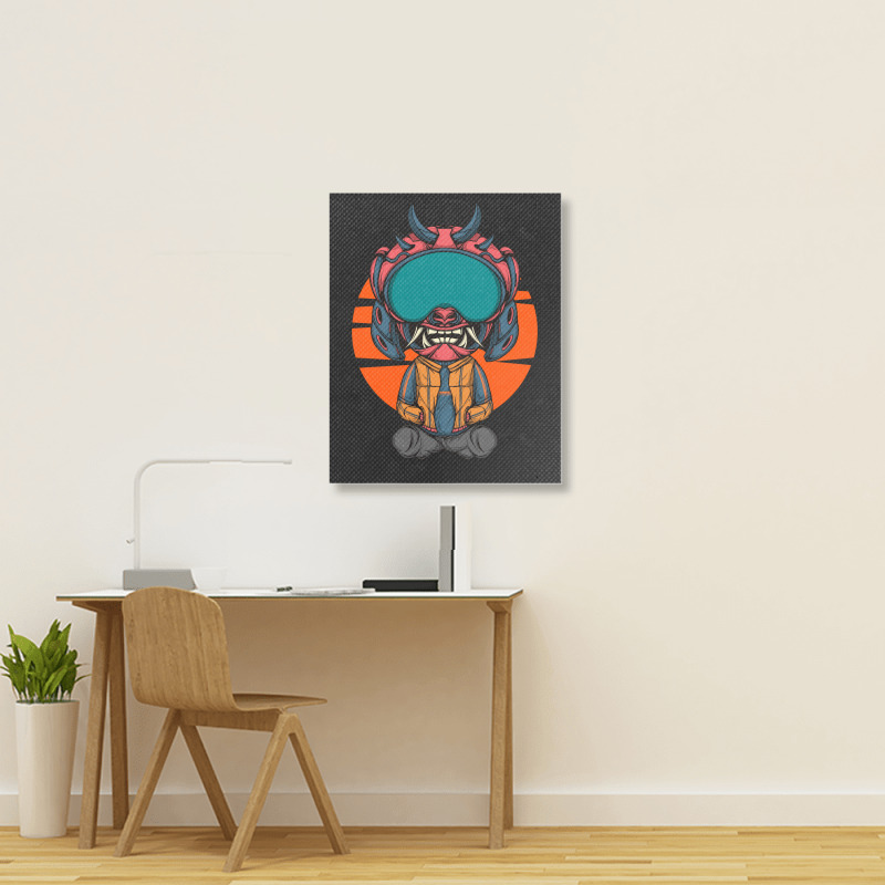 The Character With Japanese Samurai Helmet Armor Portrait Canvas Print | Artistshot