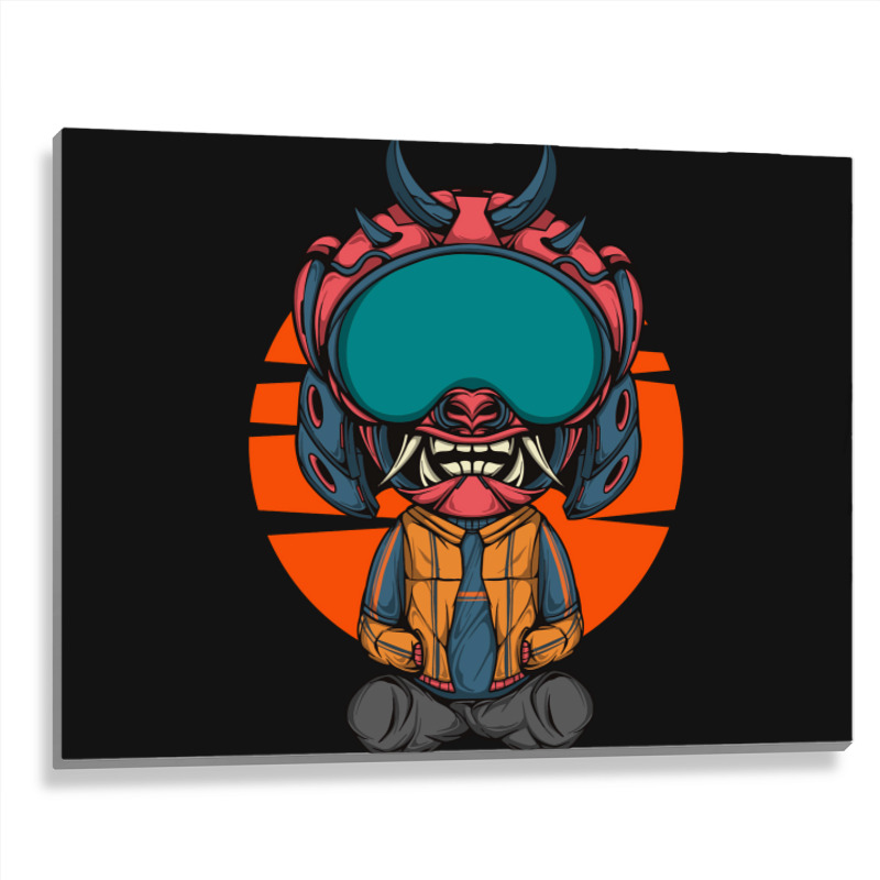 The Character With Japanese Samurai Helmet Armor Metal Print Horizontal | Artistshot