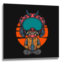 The Character With Japanese Samurai Helmet Armor Metal Print Square | Artistshot